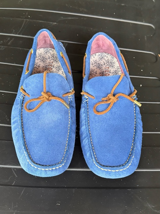 Ted Baker London Other - Ted Baker London Blue Suede Driving Loafers with Brown Laces